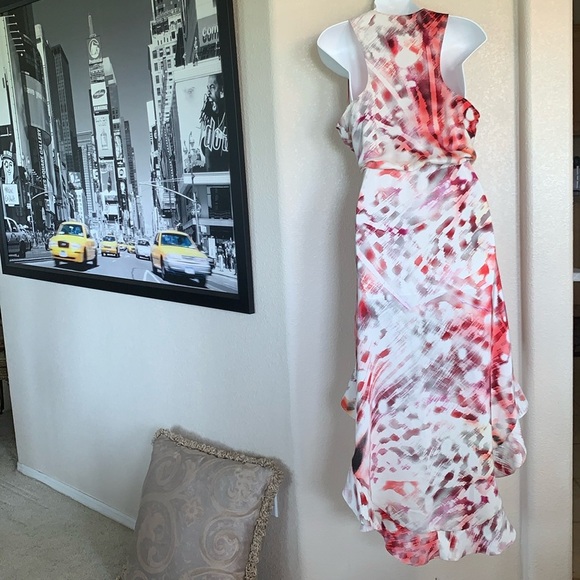 PARKER modern romantic ruffled silk dress, hi-lo, ruffles, sleeveless. M EUC - Picture 8 of 17